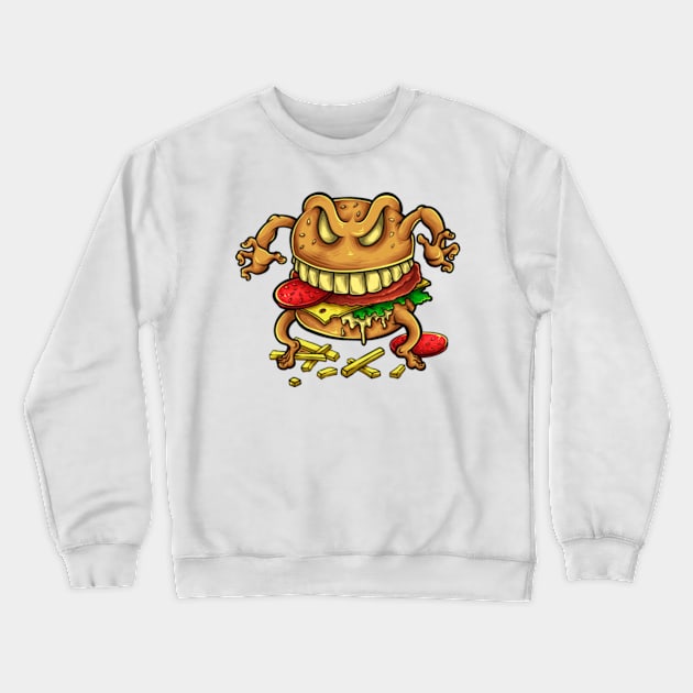 Burger monster Crewneck Sweatshirt by SAN ART STUDIO 